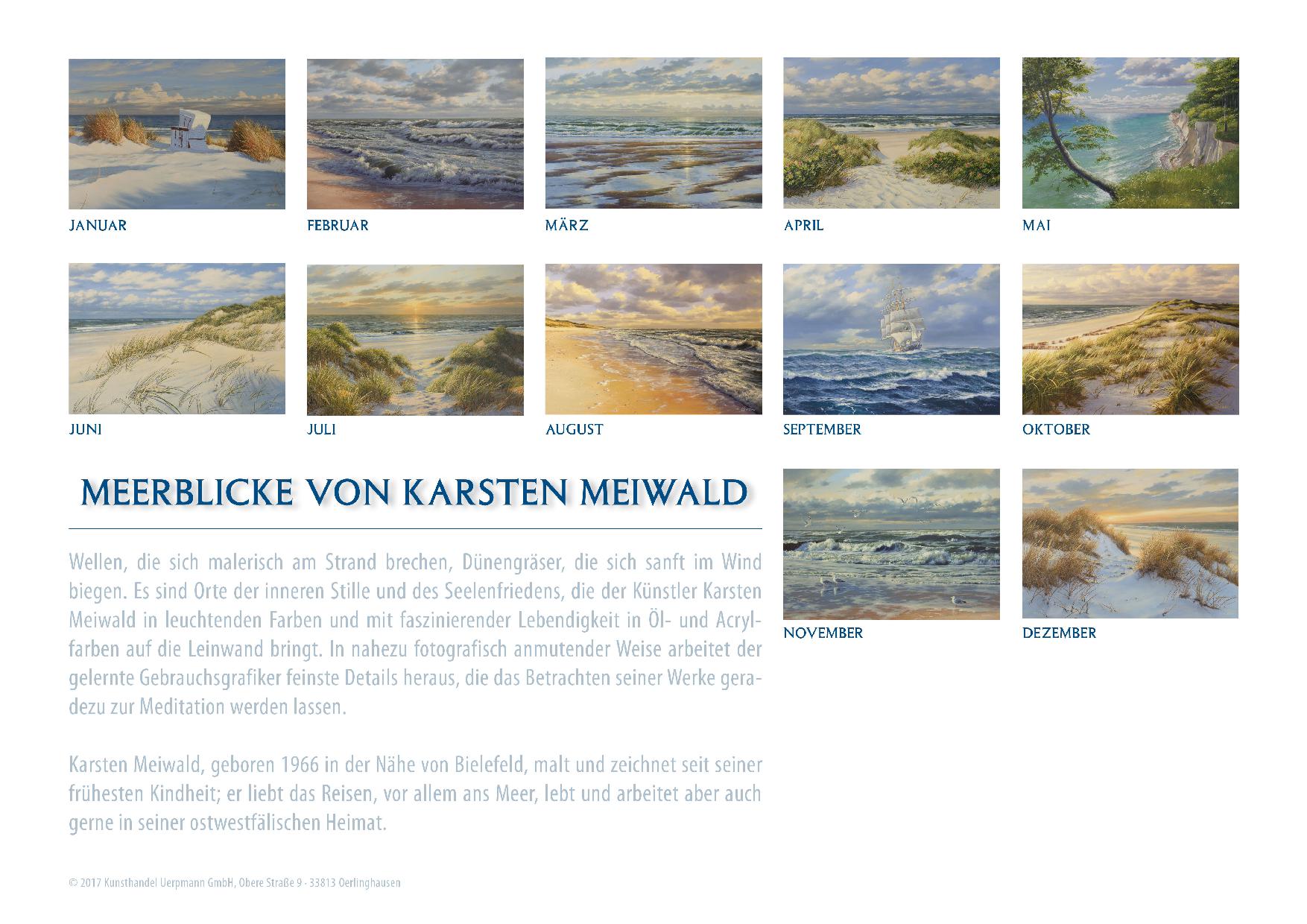Kalender 2018 von Karsten Meiwald - Meerblicke