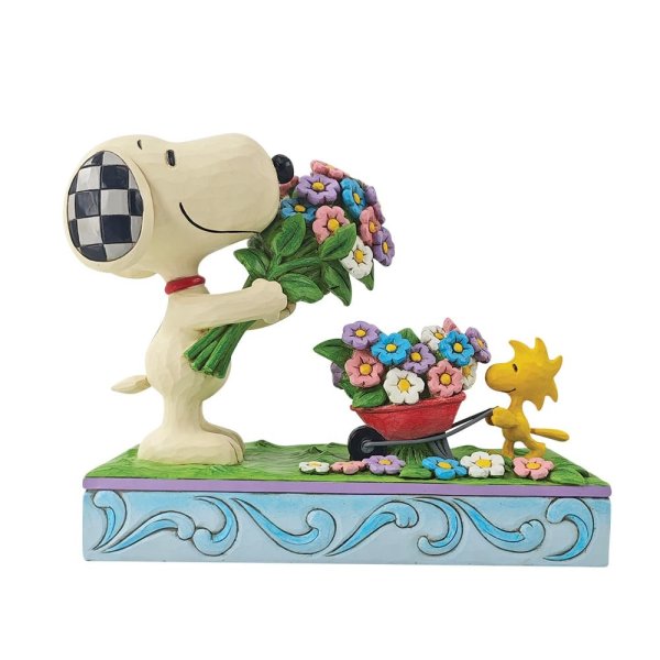 Snoopy und Woodstock pflücken Blumen